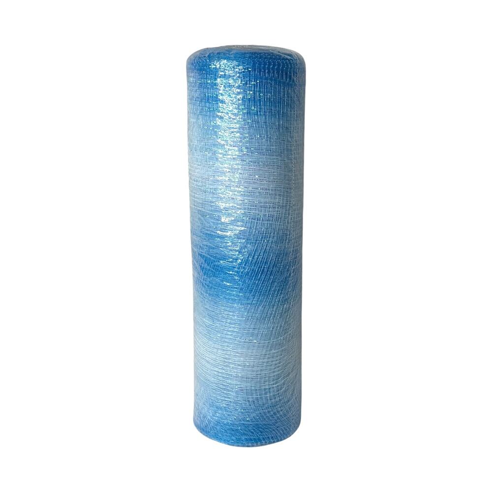 Poly Mesh Ribbon Metallic Blue White Ombré Bright Ideas 10in x 30ft Metallic New